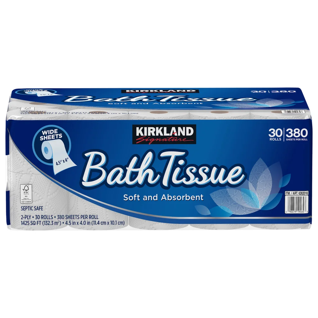 Kirkland Signature Bath Tissue – 2-Ply, 380 Sheets, 30 Rolls
