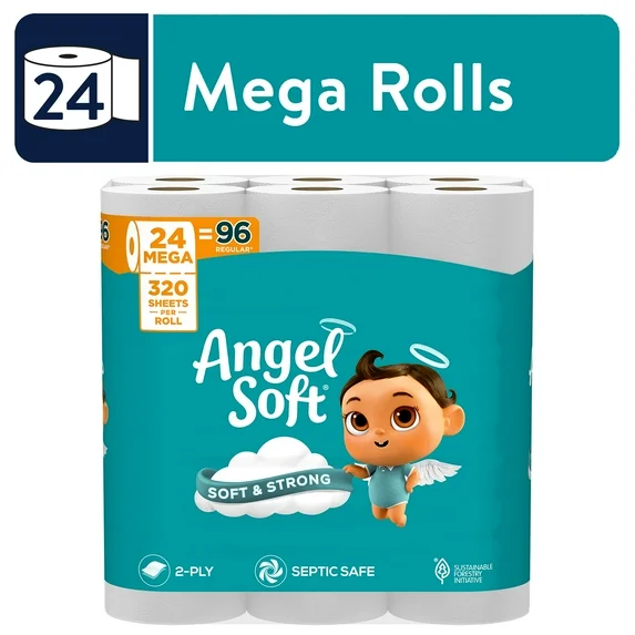 Angel Soft® Mega Rolls – 2-Ply, 320 Sheets, 24 Rolls