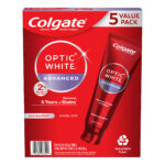Colgate Optic White Advanced Hydrogen Peroxide Whitening Toothpaste – 5 Pack (4.2 oz each)