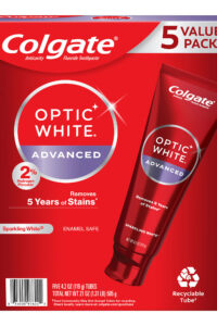 Colgate Optic White Advanced Hydrogen Peroxide Whitening Toothpaste – 5 Pack (4.2 oz each)